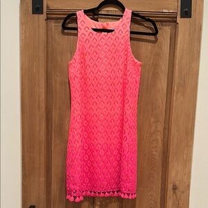 Pink Sleeveless Lace Dress
